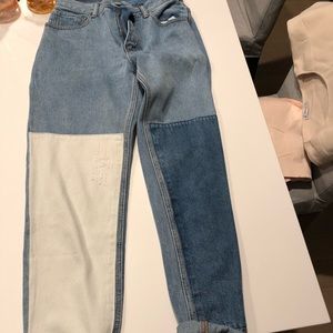 Boyfriend patched jeans